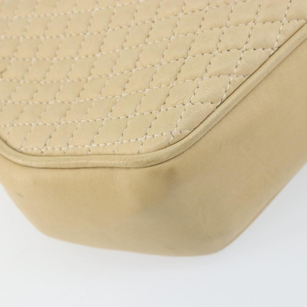 Bally Vintage Chain Shoulder Bag Quilted Leather Beige Leather Shoulder Bag Bag (Pre-Owned)