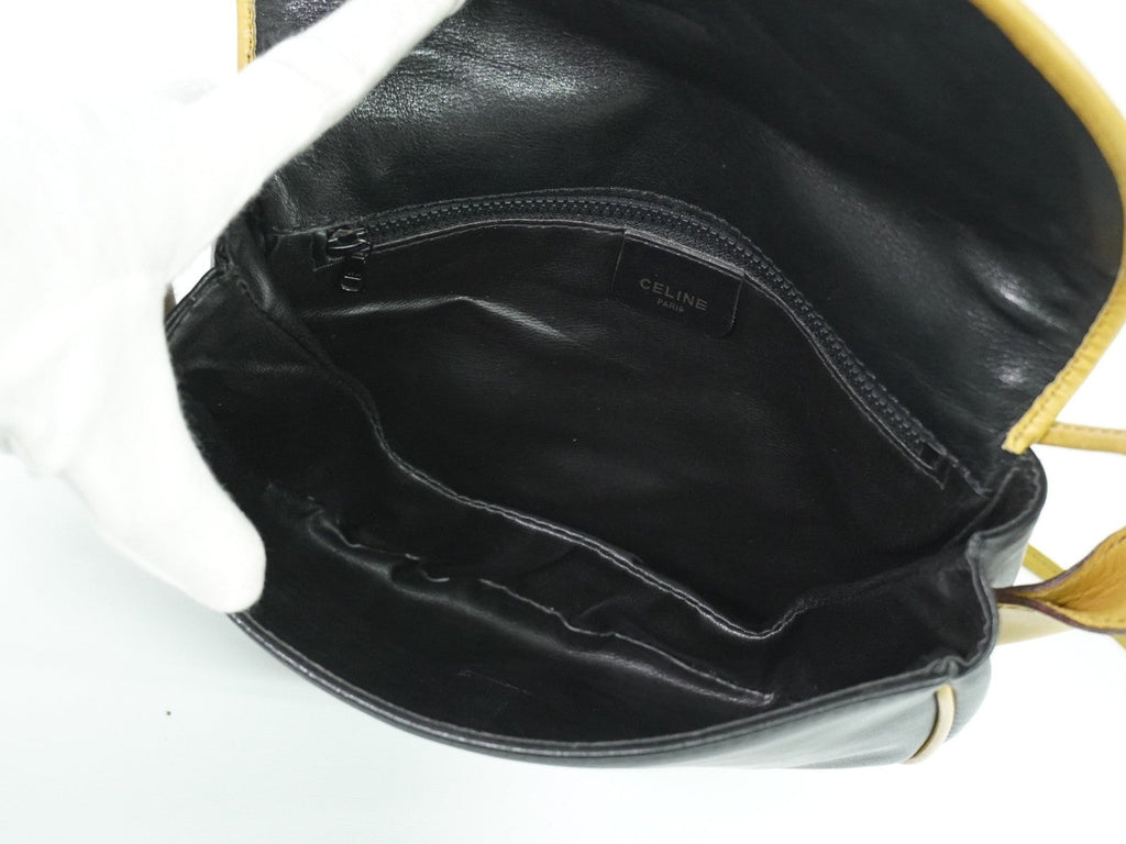Celine Vintage Shoulder Bag Leather Black Leather Shoulder Bag Bag (Pre-Owned)