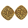 Chanel Vintage Diamond Clip-On Earrings Gold-Plated Gold Gold_Plated Earrings Jewelry (Pre-Owned)