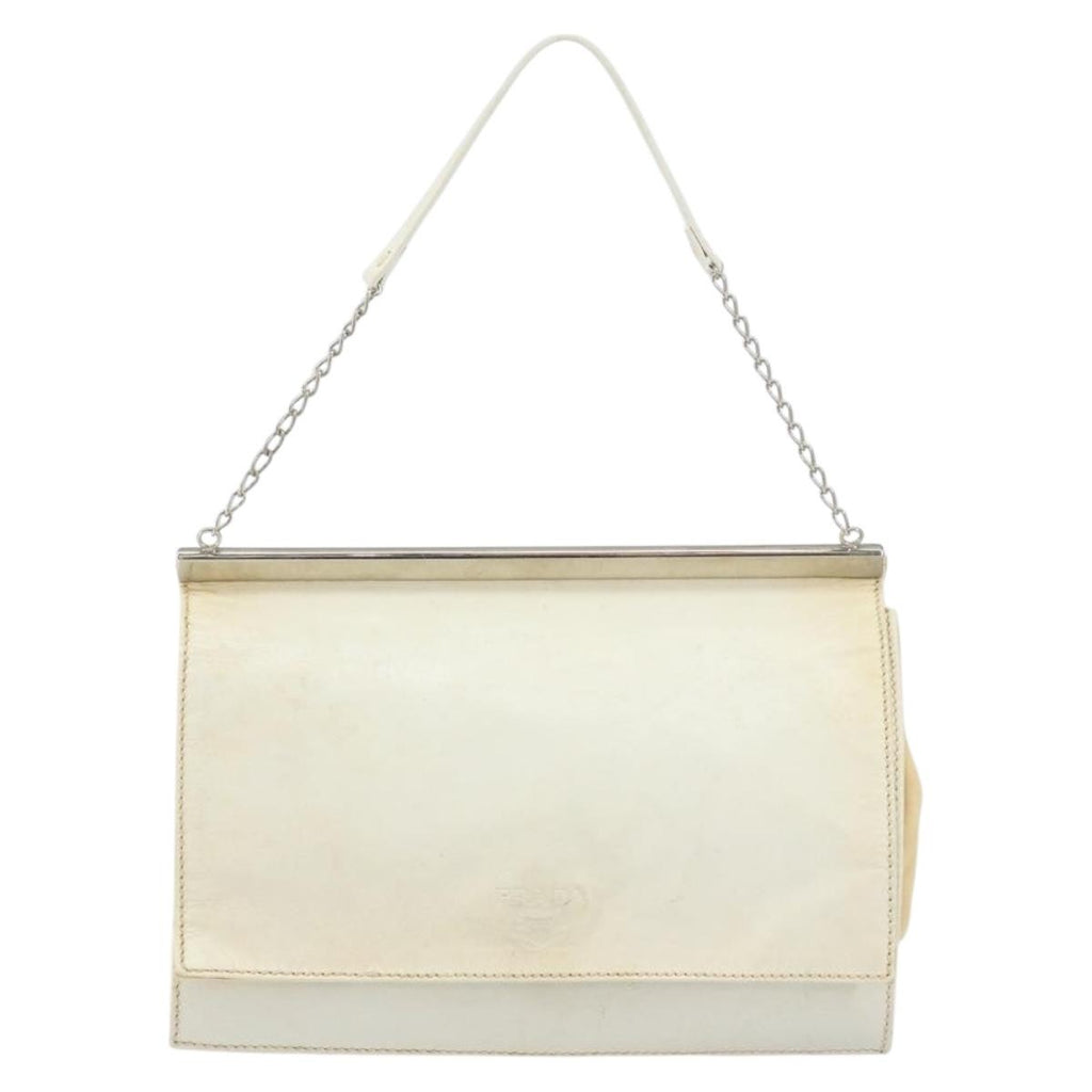 Prada Vintage Shoulder Bag Leather White Leather Shoulder Bag Bag (Pre-Owned)