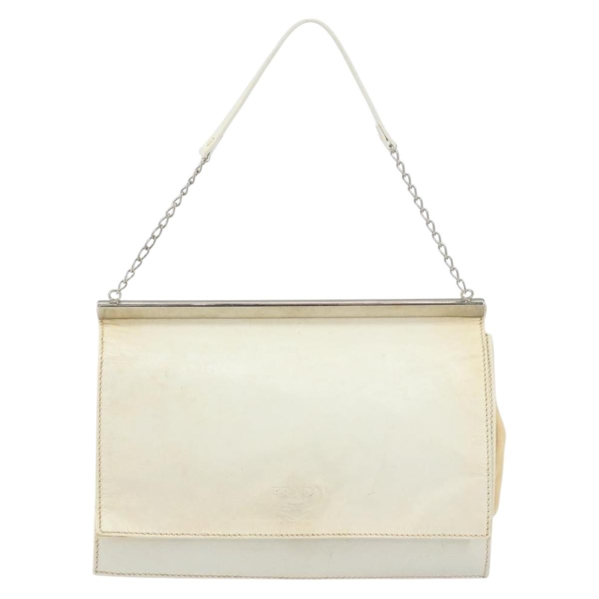 Prada Vintage Shoulder Bag Leather White Leather Shoulder Bag Bag (Pre-Owned)