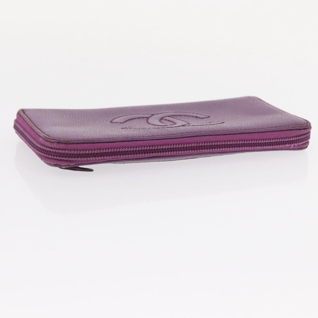 Chanel Timeless Cc Zipped Wallet Caviar Purple Leather Wallets Accessory (Pre-Owned)