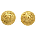 Chanel Vintage Round Cc Clip-On Earrings Metal Gold Gold_Plated Earrings Jewelry (Pre-Owned)