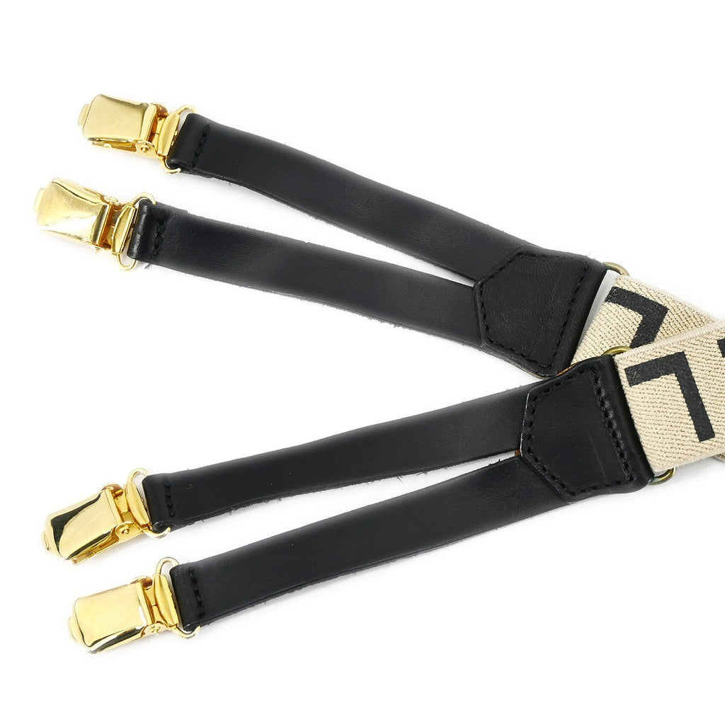 Chanel Logo Suspenders Canvas Beige Canvas Belts Accessory (Pre-Owned)
