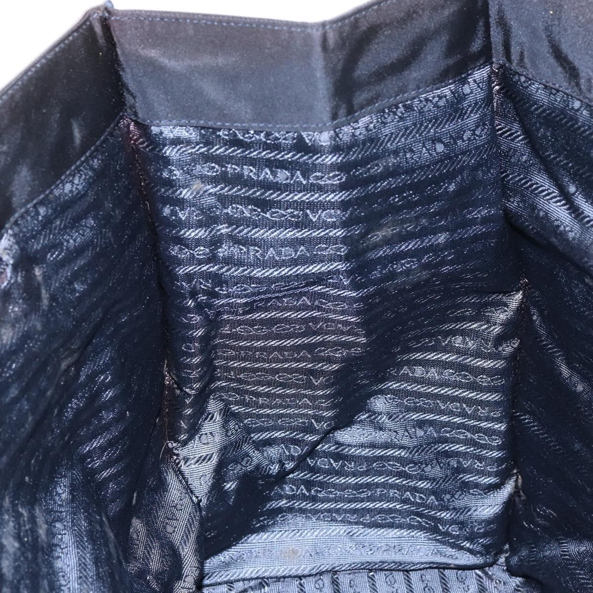 Prada Metal Handles Tote Tessuto Black Nylon Tote Bag Bag (Pre-Owned)