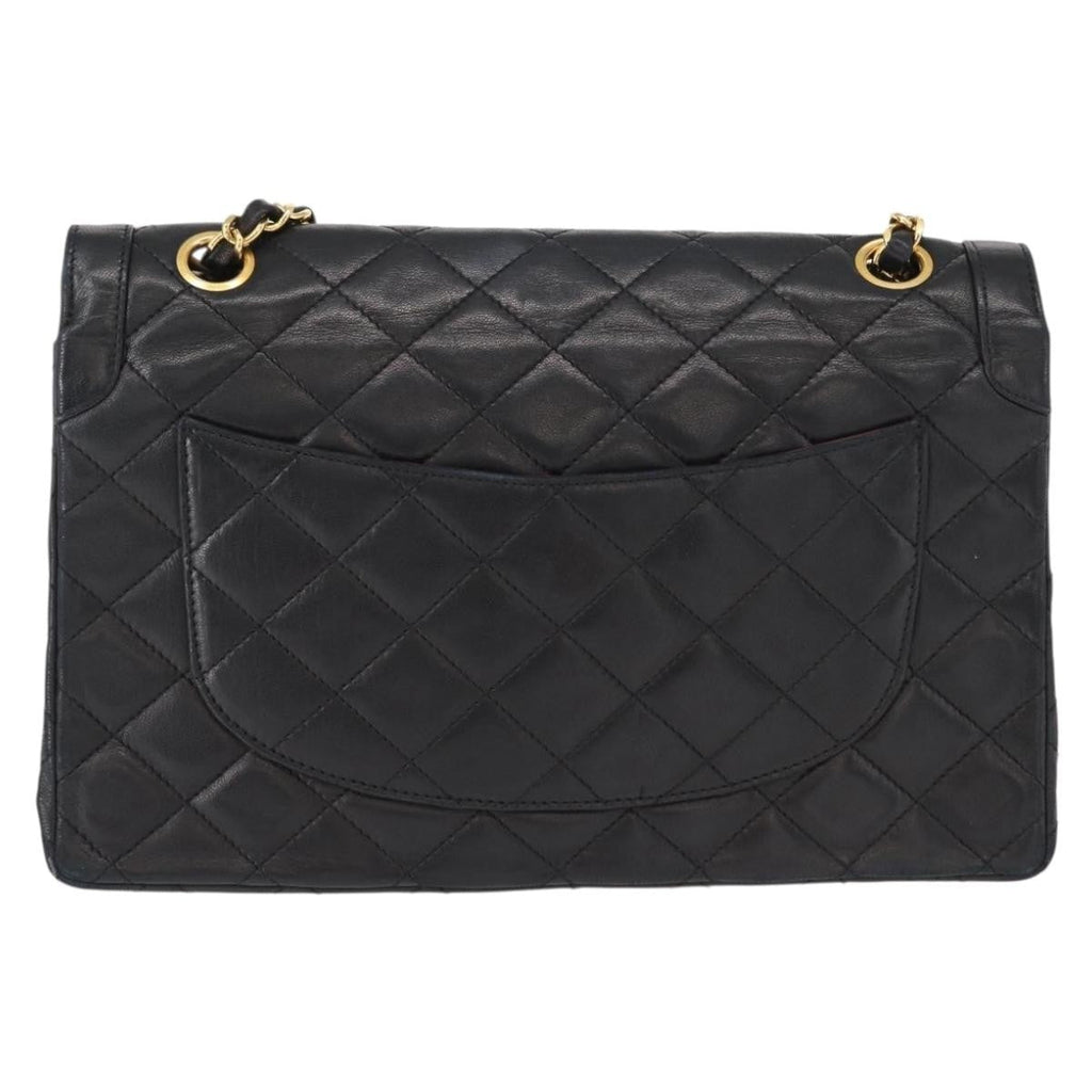 Chanel Vintage Two Tone Cc Flap Bag Quilted Lambskin Black Leather Shoulder Bag Bag (Pre-Owned)