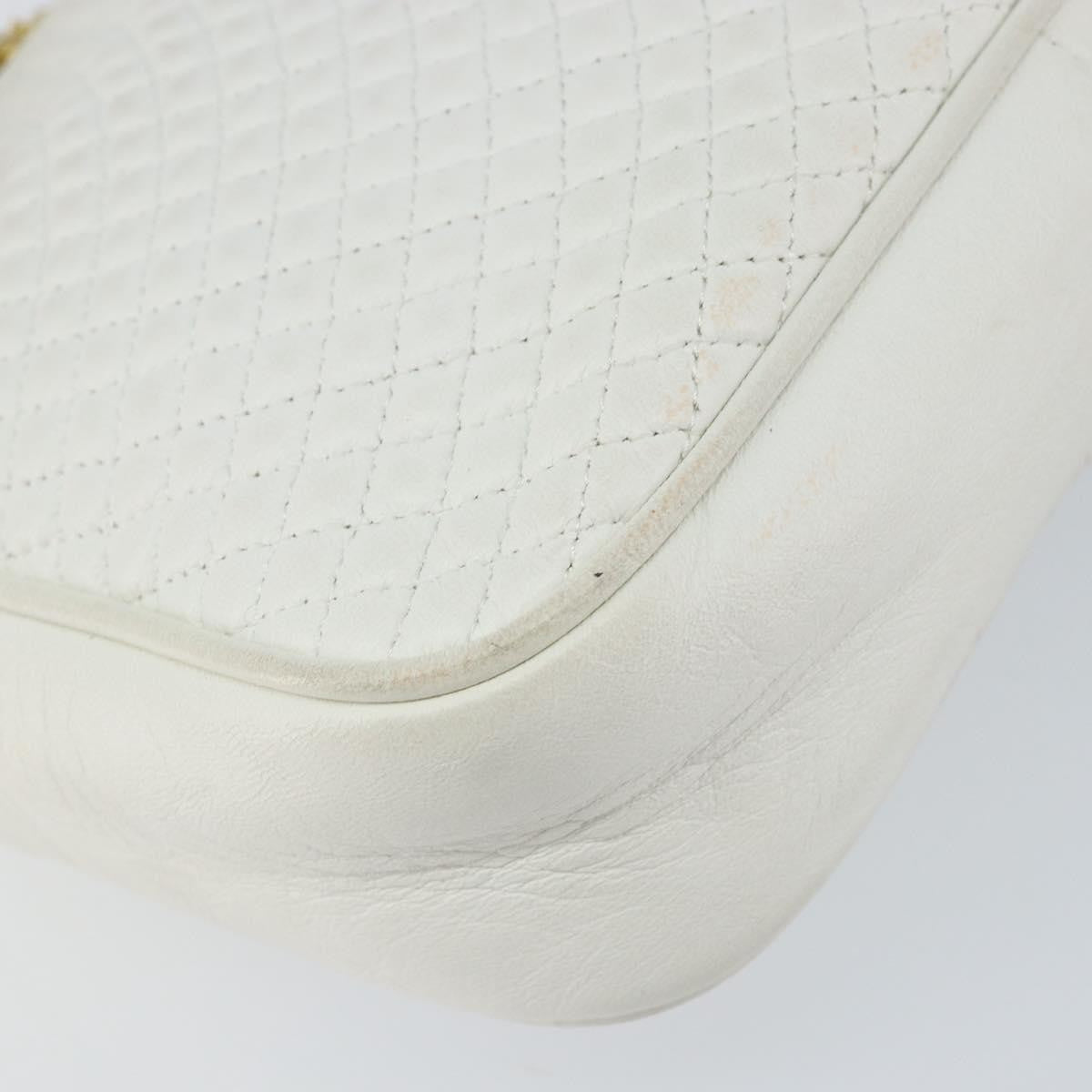 Bally Vintage Chain Shoulder Bag Quilted Leather White Leather Shoulder Bag Bag (Pre-Owned)