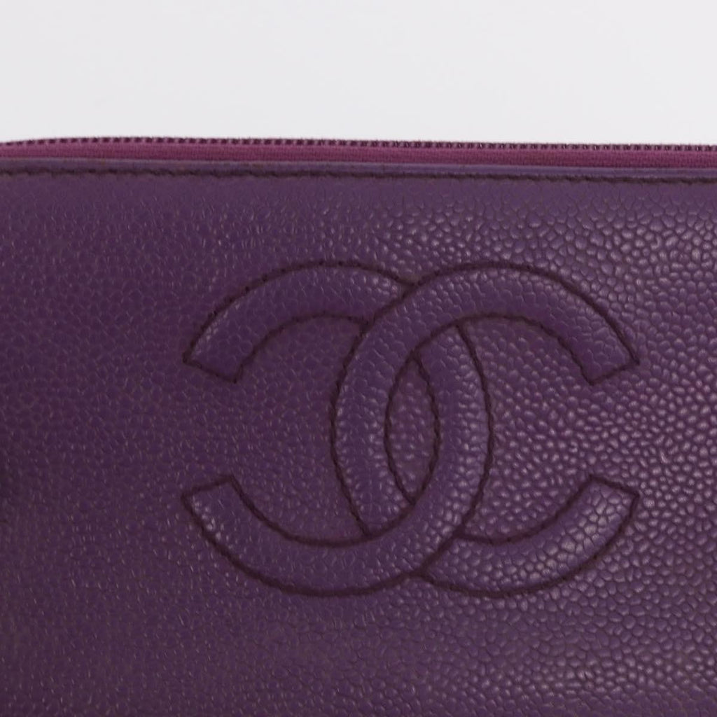 Chanel Timeless Cc Zipped Wallet Caviar Purple Leather Wallets Accessory (Pre-Owned)