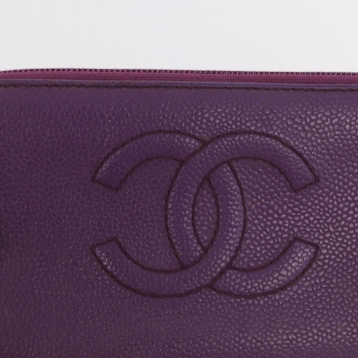 Chanel Timeless Cc Zipped Wallet Caviar Purple Leather Wallets Accessory (Pre-Owned)