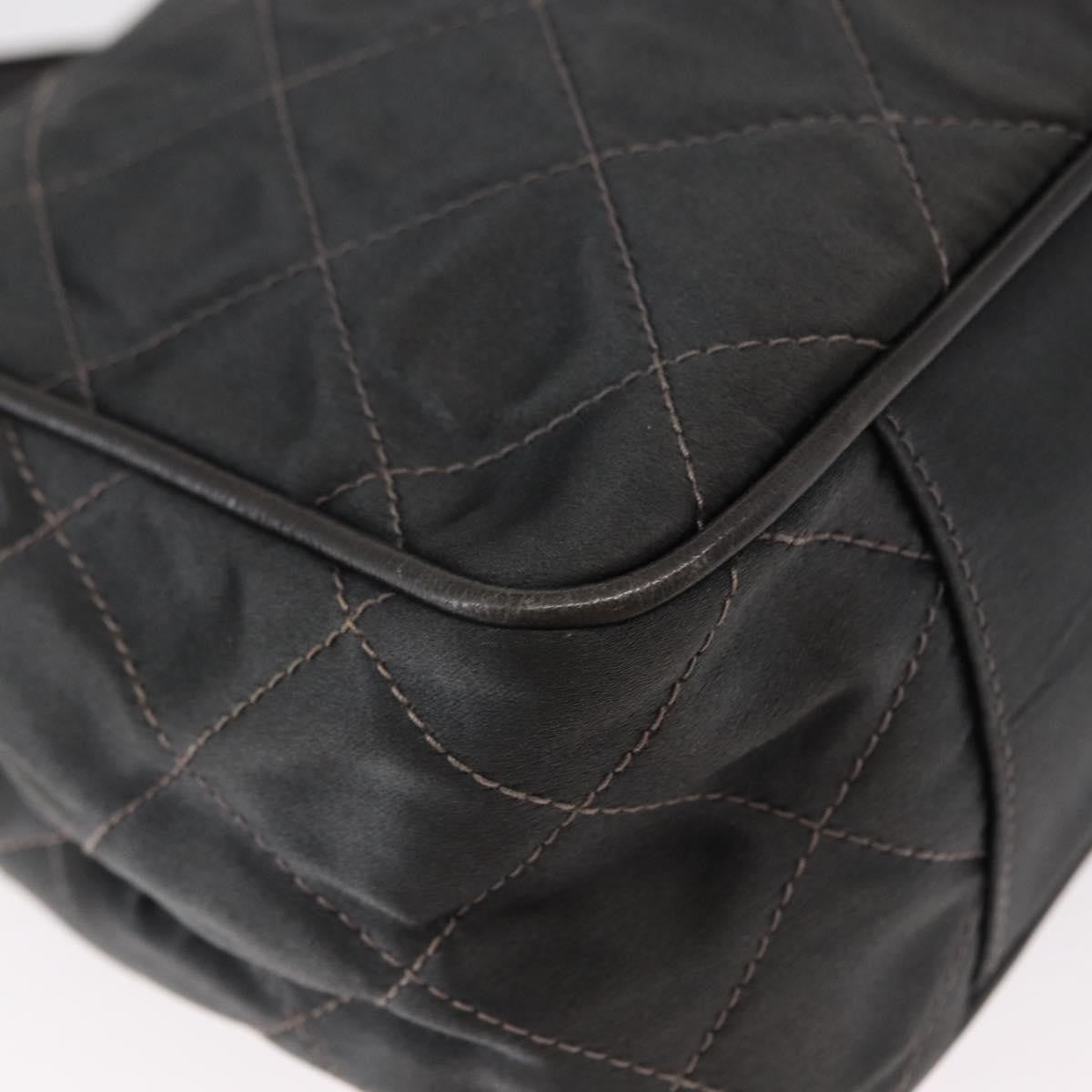 Chanel Vintage Chain Shoulder Bag Quilted Satin Gray Satin Shoulder Bag Bag (Pre-Owned)