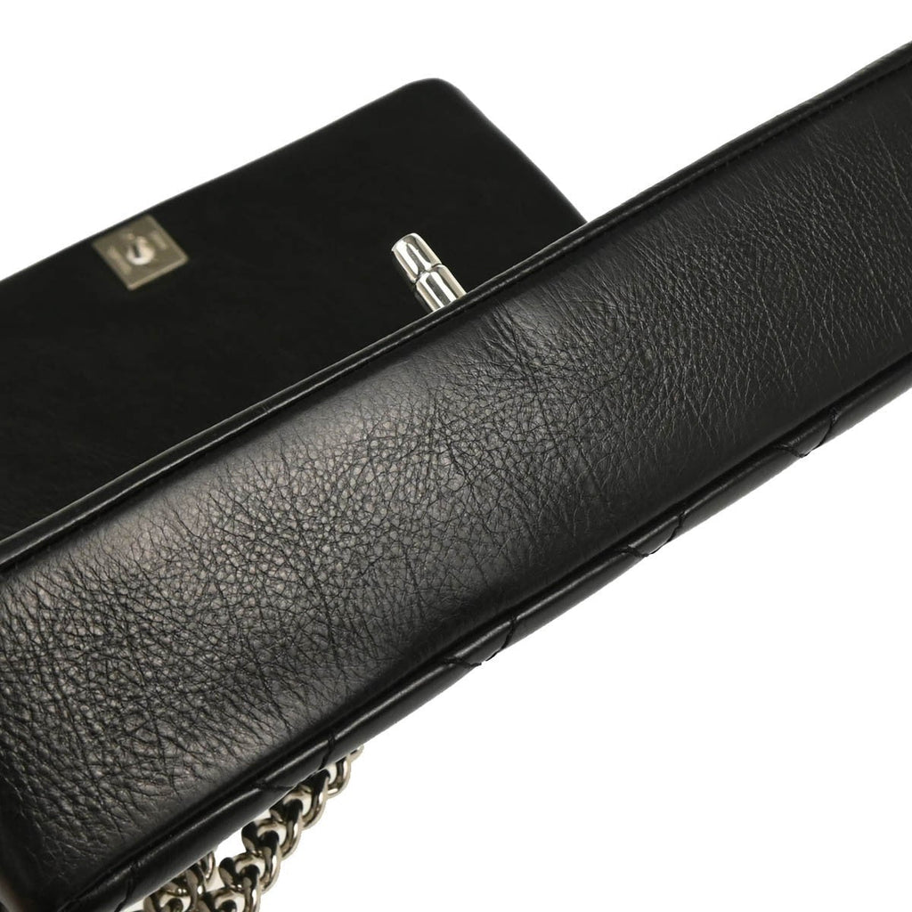 Chanel Embossed Braid Cc Chain Flap Quilted Leather Black Leather Shoulder Bag Bag (Pre-Owned)
