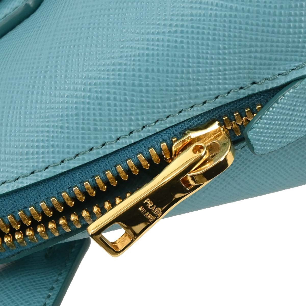 Prada Promenade Bag Saffiano Leather Blue Leather Handbag (Pre-Owned)