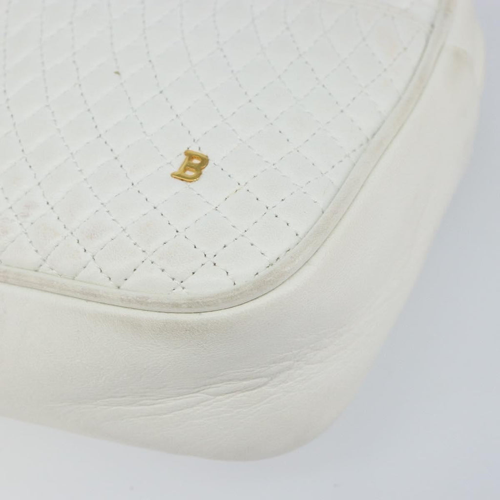 Bally Vintage Chain Shoulder Bag Quilted Leather White Leather Shoulder Bag Bag (Pre-Owned)