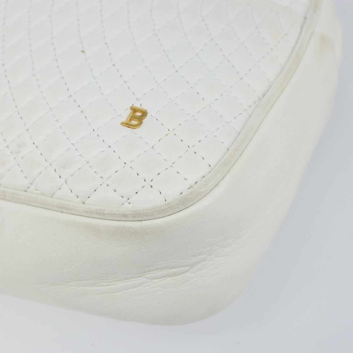 Bally Vintage Chain Shoulder Bag Quilted Leather White Leather Shoulder Bag Bag (Pre-Owned)