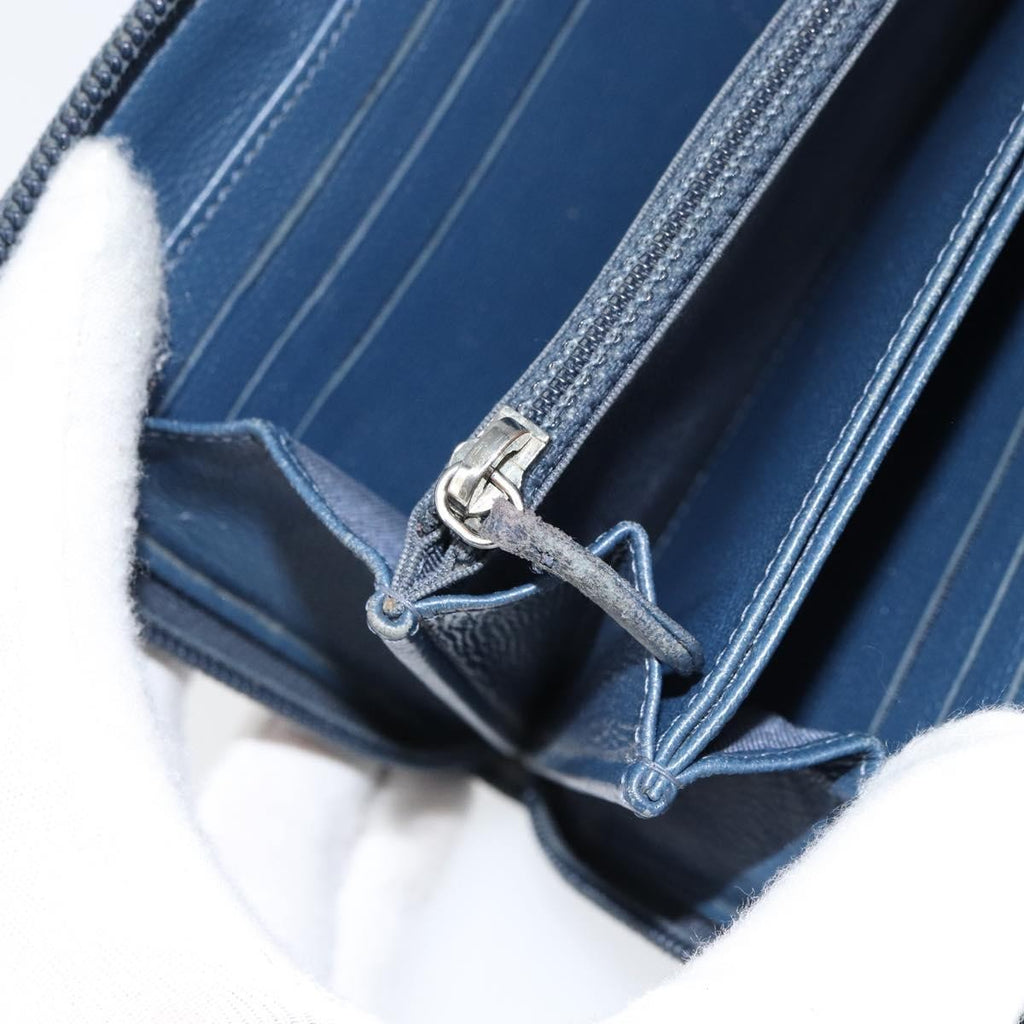 Chanel Boy Yen Wallet Quilted Lambskin Navy Leather Wallets Accessory (Pre-Owned)