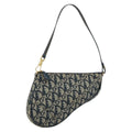 Christian Dior Vintage Saddle Bag Diorissimo Canvas Navy Canvas Clutche & Pouche Bag (Pre-Owned)