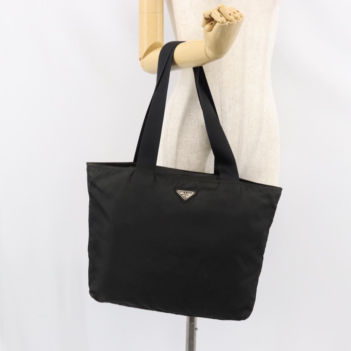 Prada Vintage Zip Tote Tessuto Black Nylon Tote Bag Bag (Pre-Owned)