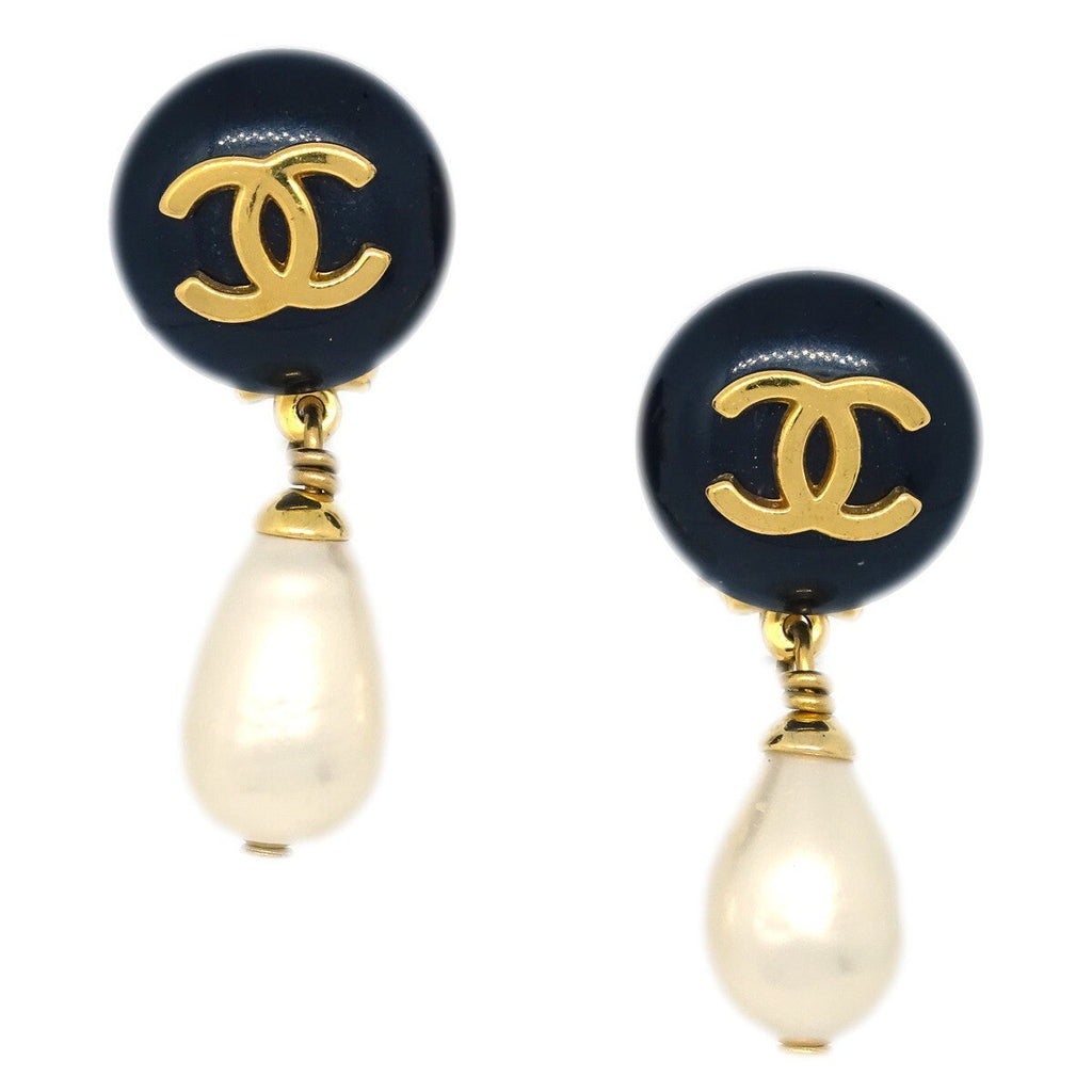 Chanel Cc Dangle Earrings Metal With Faux Pearl Gold Gold_Plated Earrings Jewelry (Pre-Owned)