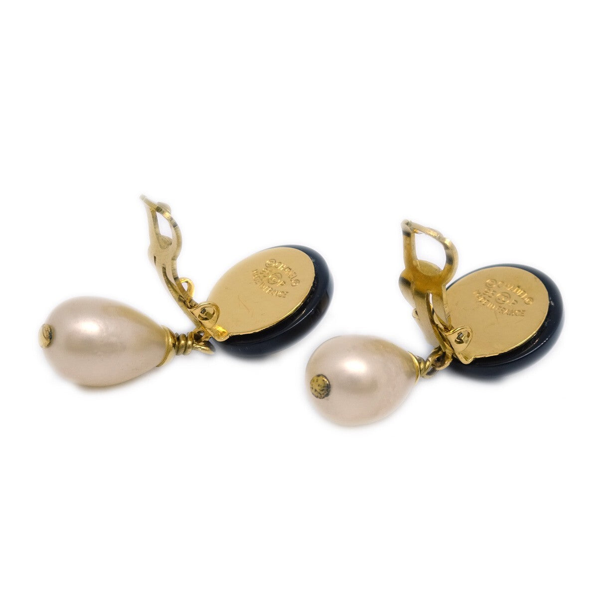 Chanel Cc Dangle Earrings Metal With Faux Pearl Gold Gold_Plated Earrings Jewelry (Pre-Owned)