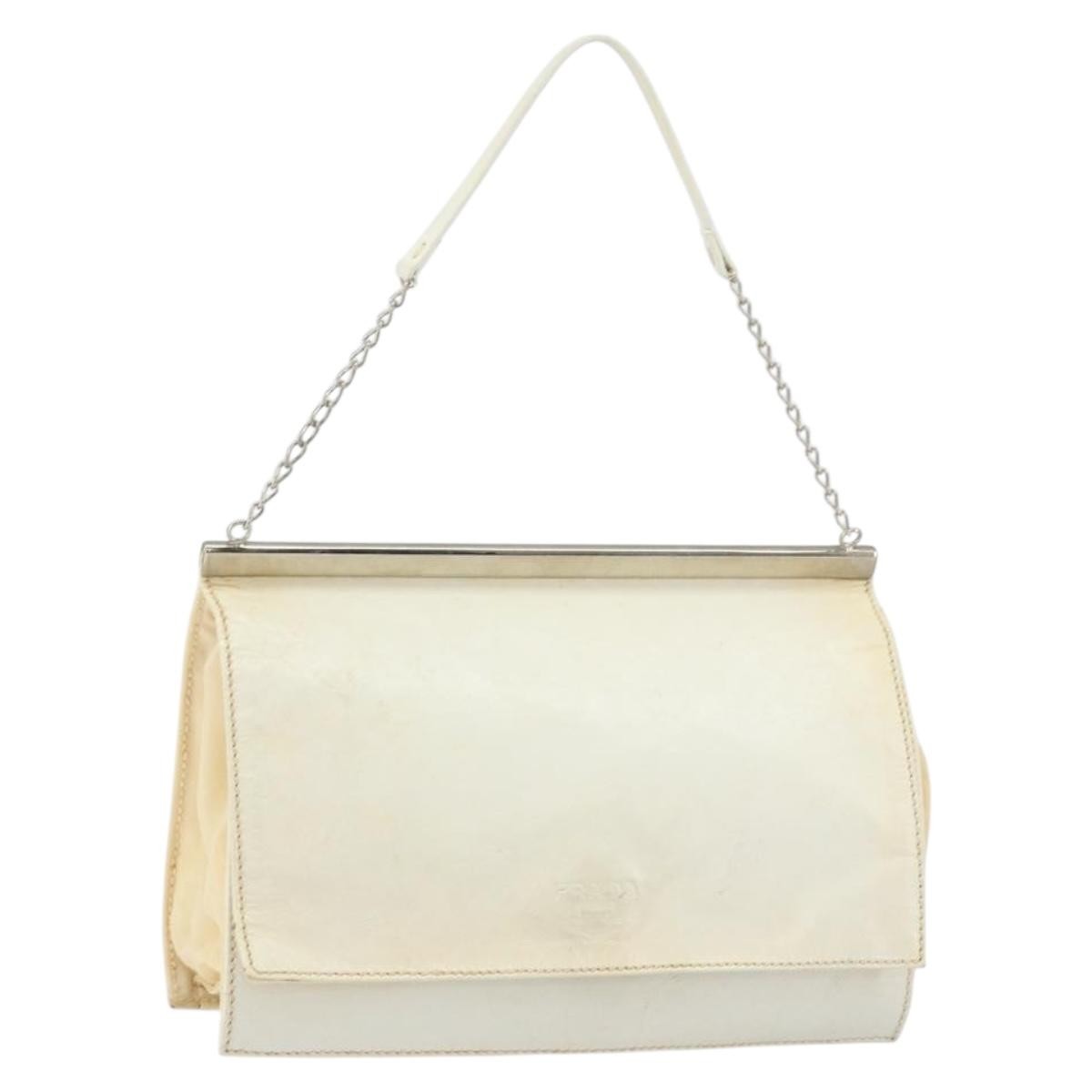 Prada Vintage Shoulder Bag Leather White Leather Shoulder Bag Bag (Pre-Owned)