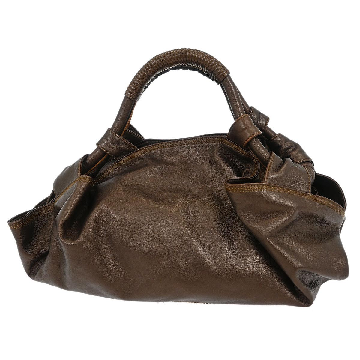 Loewe Anagram Logo Nappa Aire Hand Bag Leather Brown Leather Handbag (Pre-Owned)