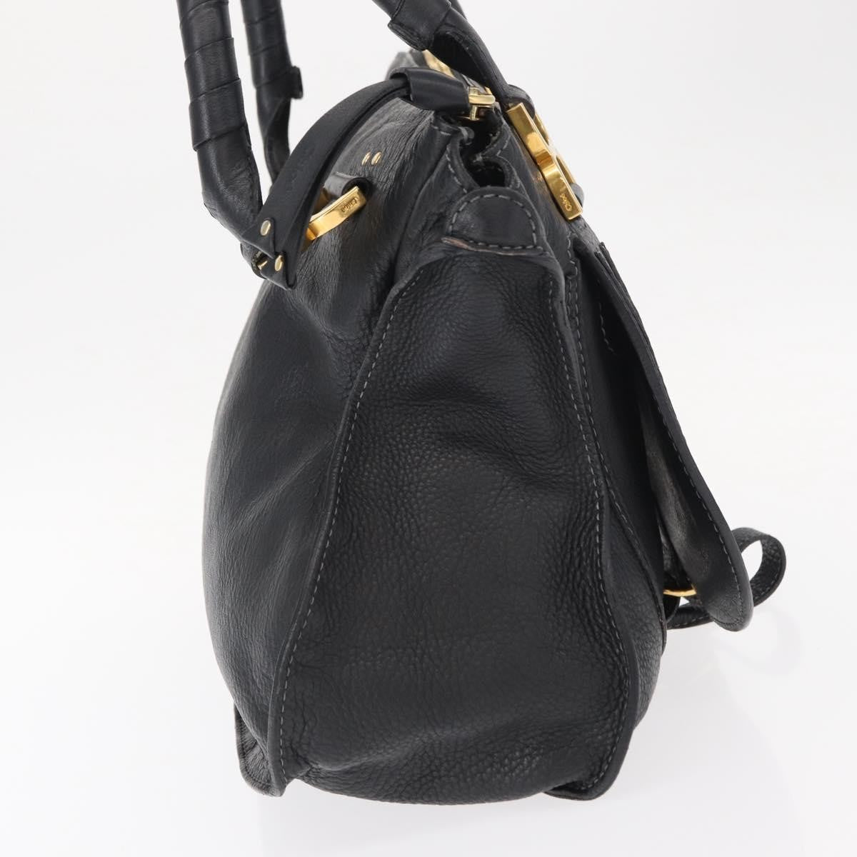 Chloe Marcie Satchel Leather Black Leather Handbag (Pre-Owned)
