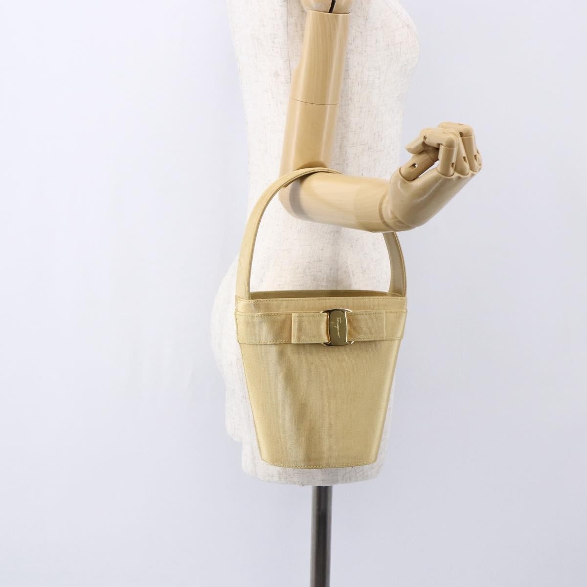 Salvatore Ferragamo Vala Handbag Canvas Yellow Canvas Handbag (Pre-Owned)
