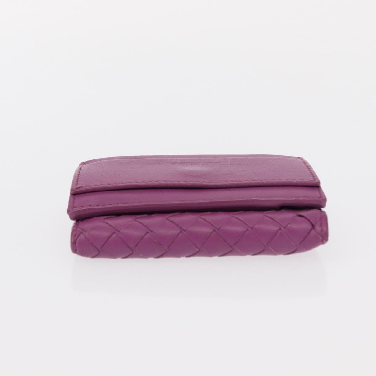 Bottega Veneta Trifold Wallet Intrecciato Leather Purple Leather Wallets Accessory (Pre-Owned)