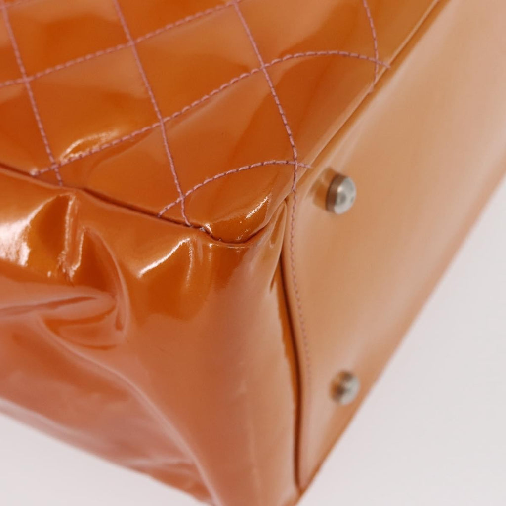 Chanel Vintage Petite Timeless Tote Quilted Patent Orange Patent_Leather Tote Bag Bag (Pre-Owned)