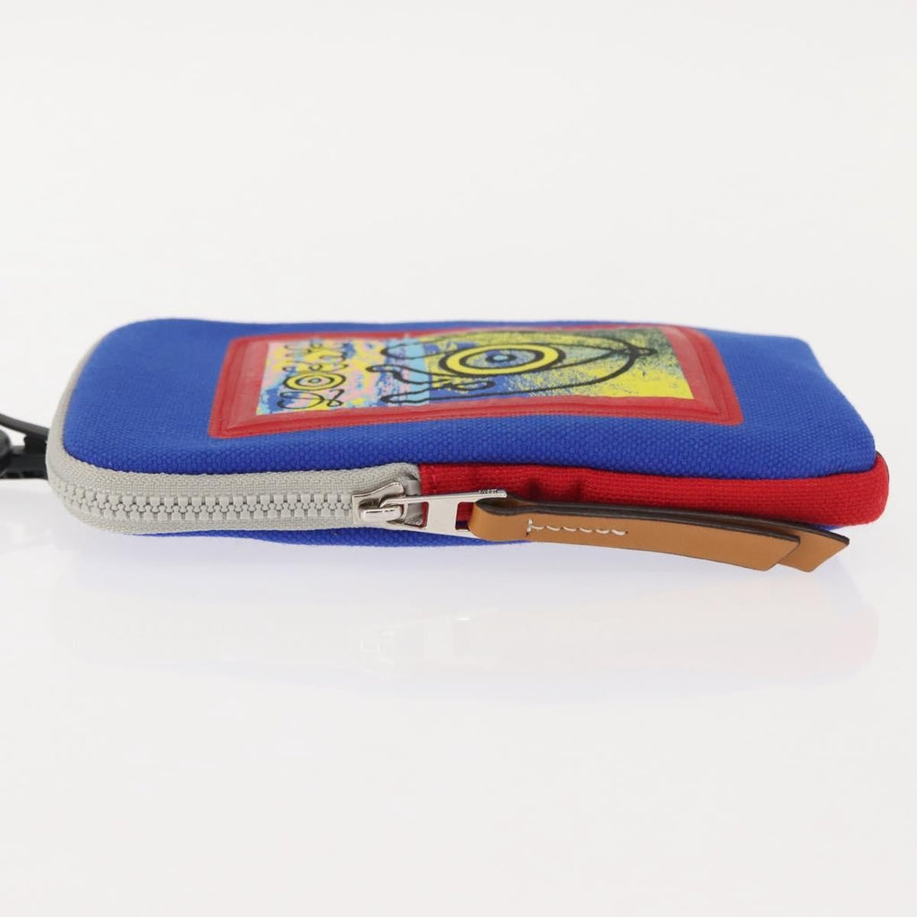 Loewe Eye/Loewe/Nature Zip Neck Pouch Canvas With Applique Blue Canvas Clutche & Pouche Bag (Pre-Owned)