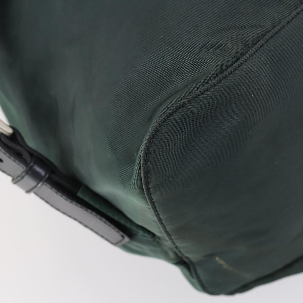 Prada Vela Double Front Pocket Backpack Tessuto With Saffiano Leather Green Nylon Backpack Bag (Pre-Owned)