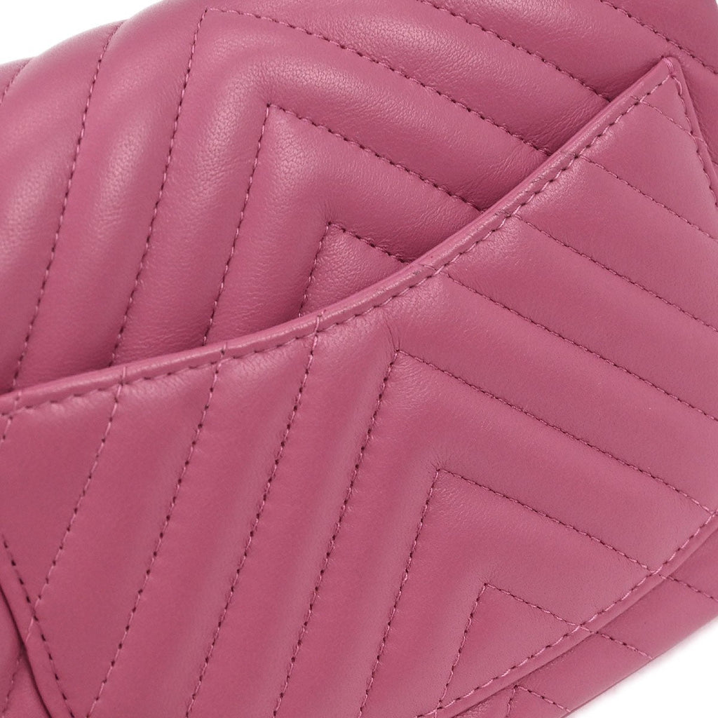 Chanel Square Classic Single Flap Bag Chevron Lambskin Pink Leather Shoulder Bag Bag (Pre-Owned)