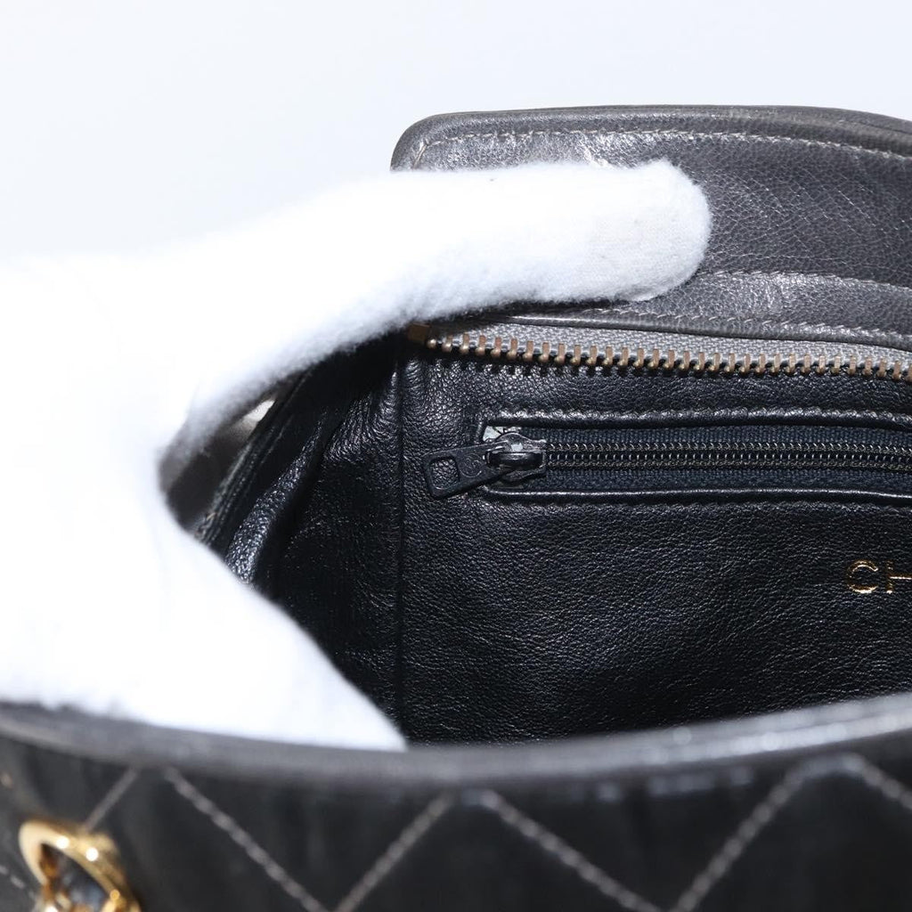 Chanel Vintage Chain Shoulder Bag Quilted Satin Gray Satin Shoulder Bag Bag (Pre-Owned)