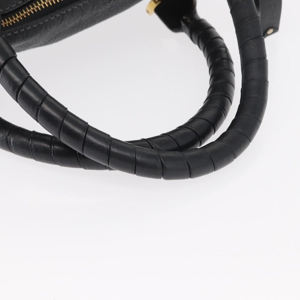 Chloe Marcie Satchel Leather Black Leather Handbag (Pre-Owned)
