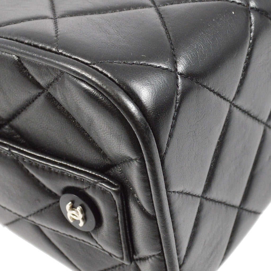 Chanel Vintage Metal Box Bag Quilted Lambskin Black Leather Handbag (Pre-Owned)