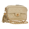Chanel Chain Flap Shoulder Bag Quilted Lambskin Beige Leather Shoulder Bag Bag (Pre-Owned)