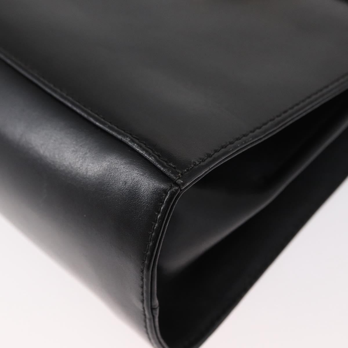 Salvatore Ferragamo Gancini Convertible Top Handle Bag Leather Black Leather Handbag (Pre-Owned)