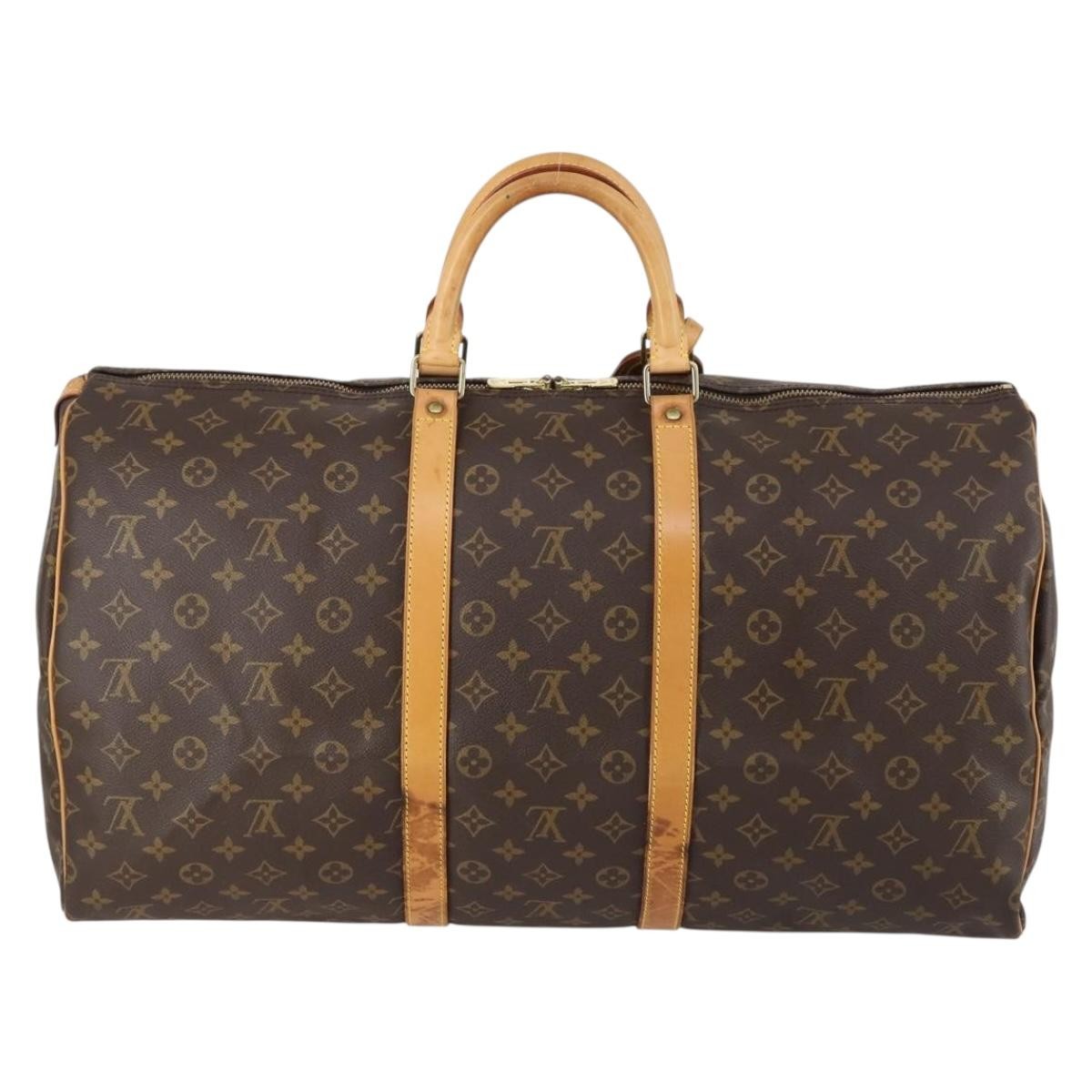 Louis Vuitton Keepall Bag Monogram Canvas Brown Canvas Travel Bag Bag (Pre-Owned)
