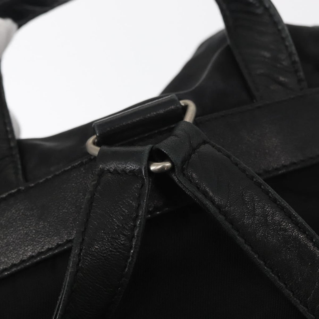 Prada Vela Double Front Pocket Backpack Tessuto With Saffiano Leather Black Nylon Backpack Bag (Pre-Owned)