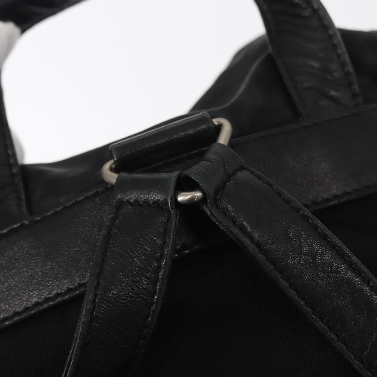 Prada Vela Double Front Pocket Backpack Tessuto With Saffiano Leather Black Nylon Backpack Bag (Pre-Owned)