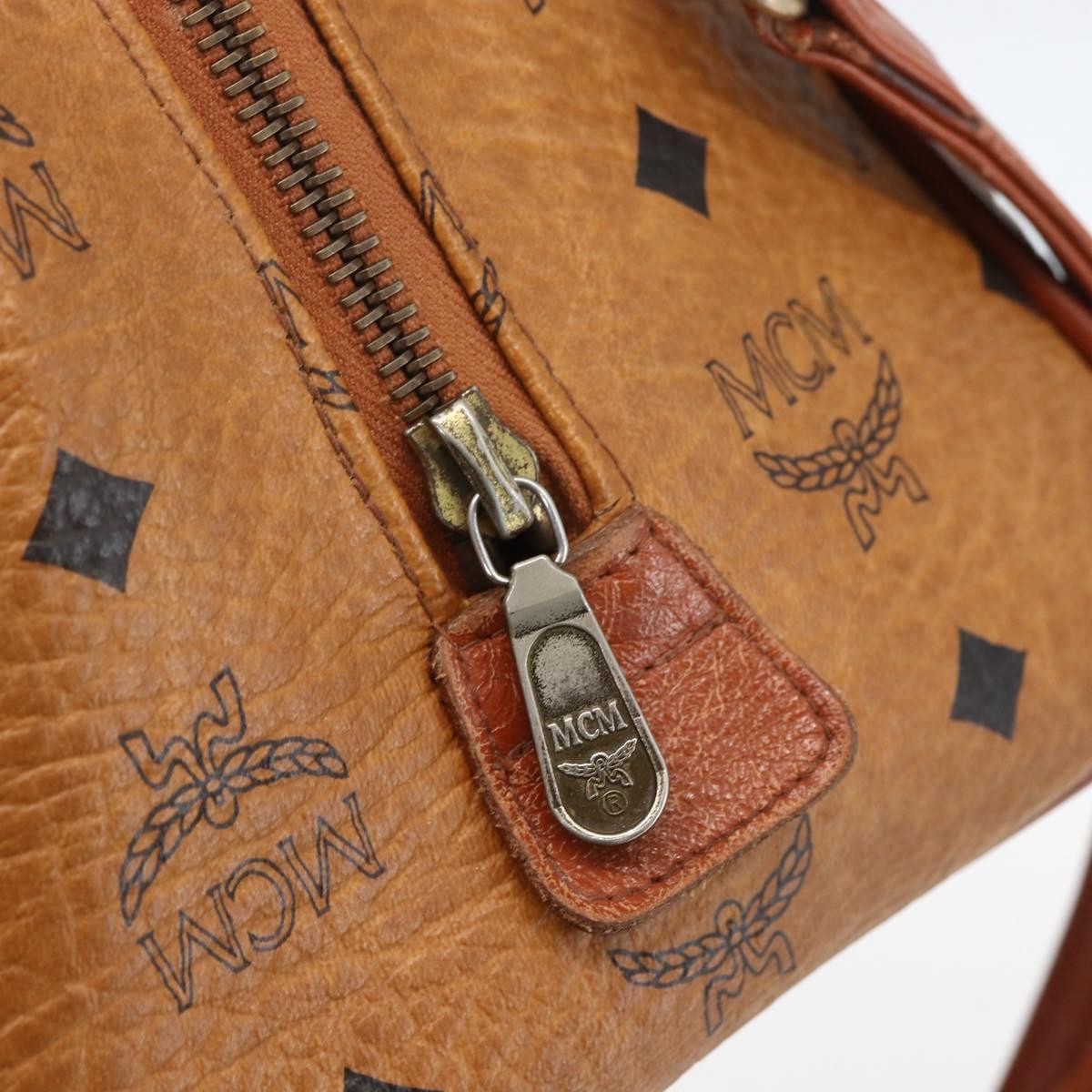 MCM Visetos Logogramme Handbag Canvas And Leather Brown Pvc Handbag (Pre-Owned)