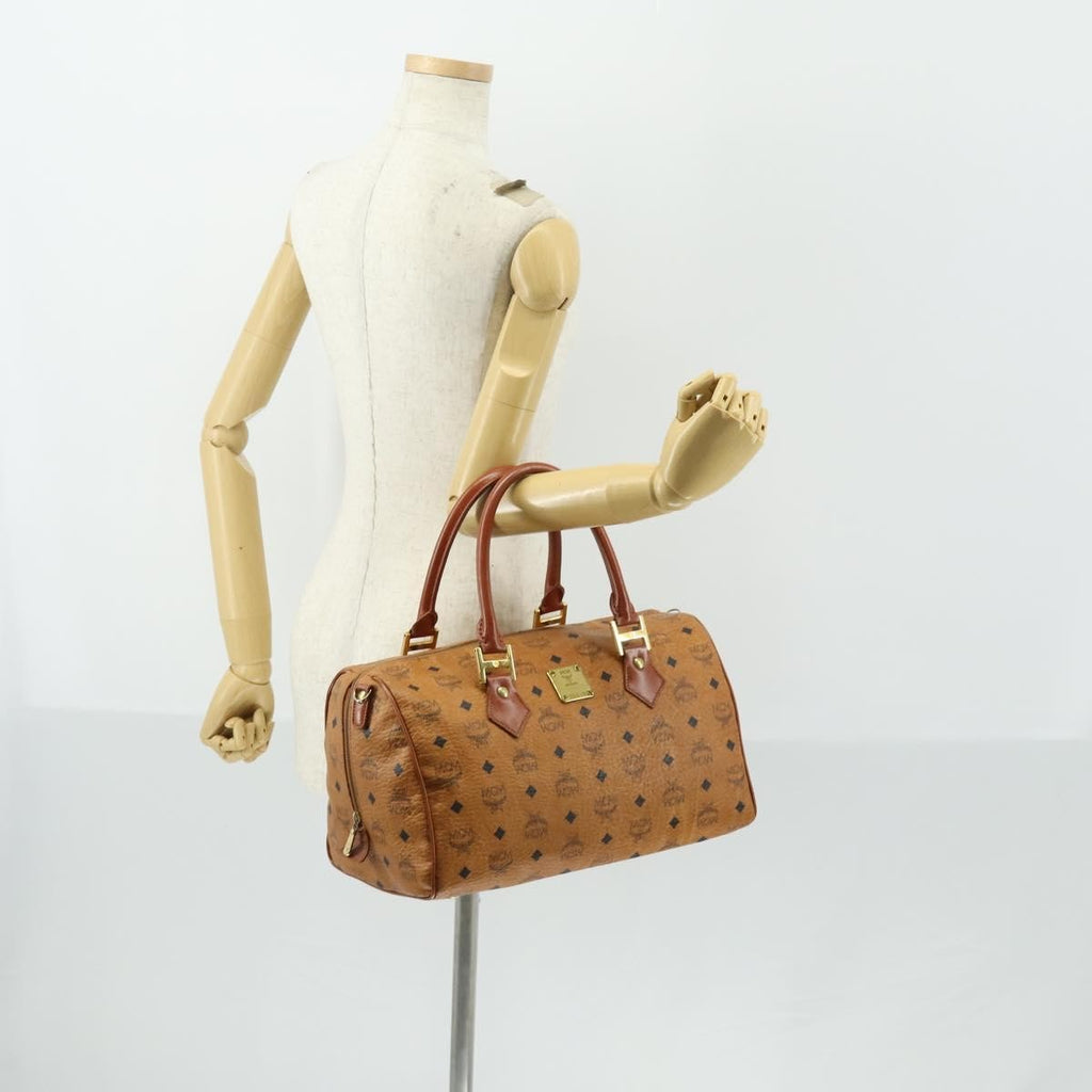MCM Visetos Logogramme Handbag Canvas And Leather Brown Canvas Travel Bag Bag (Pre-Owned)