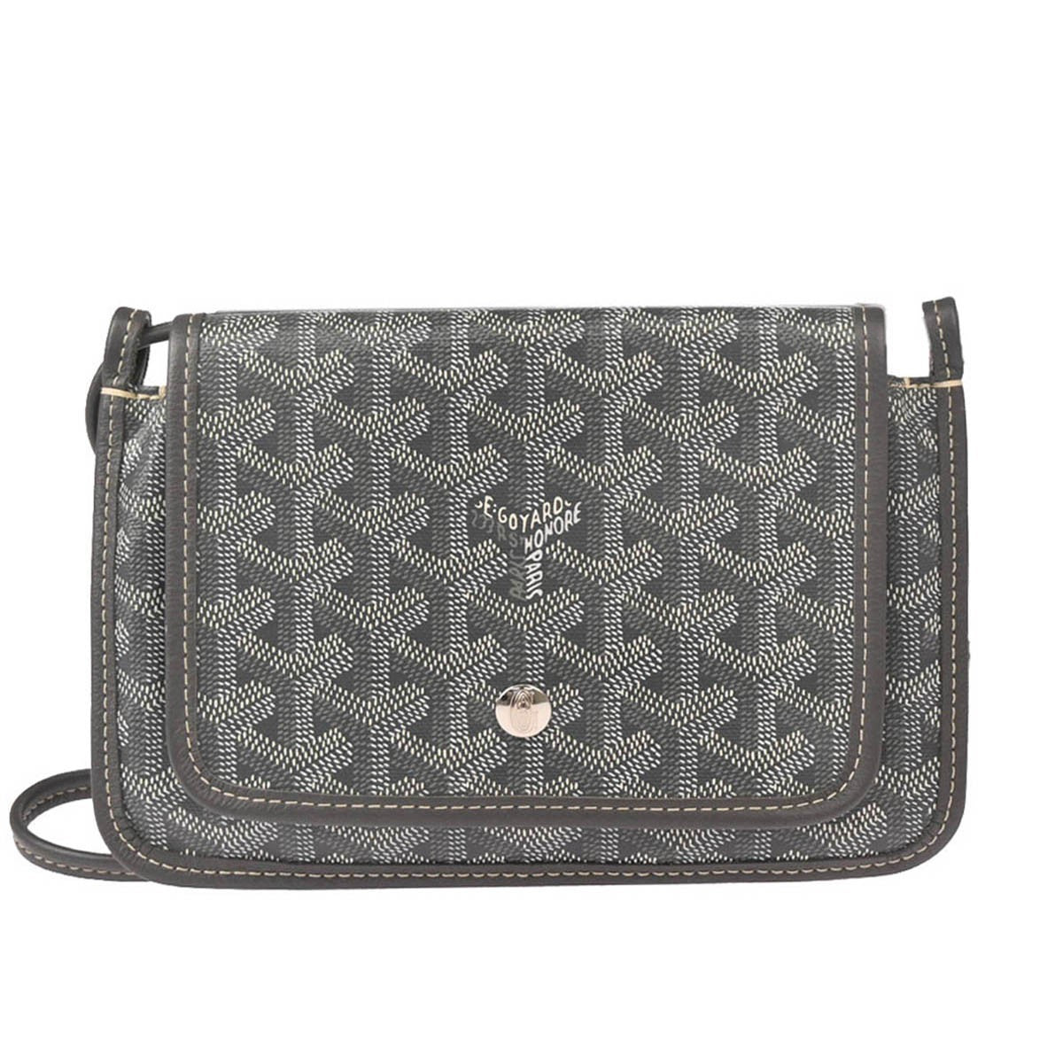 Goyard Plumet Clutch Wallet Coated Canvas Gray Canvas Shoulder Bag Bag (Pre-Owned)