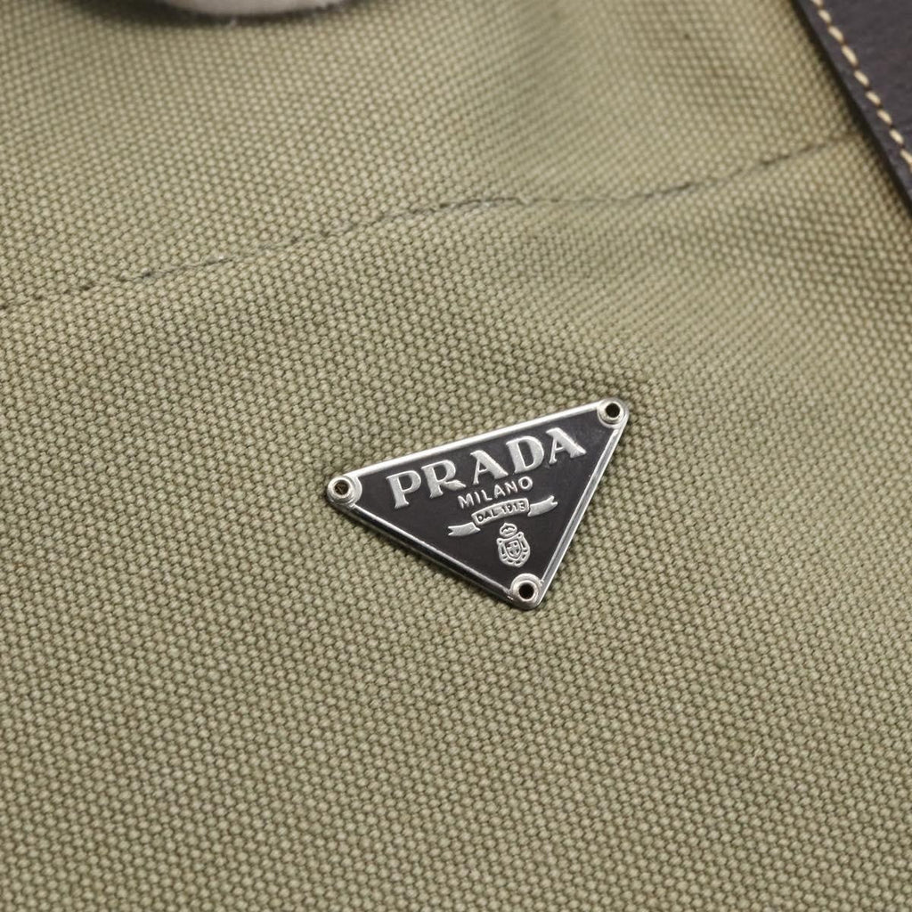 Prada Vintage Tote Canvas Khaki Canvas Tote Bag Bag (Pre-Owned)