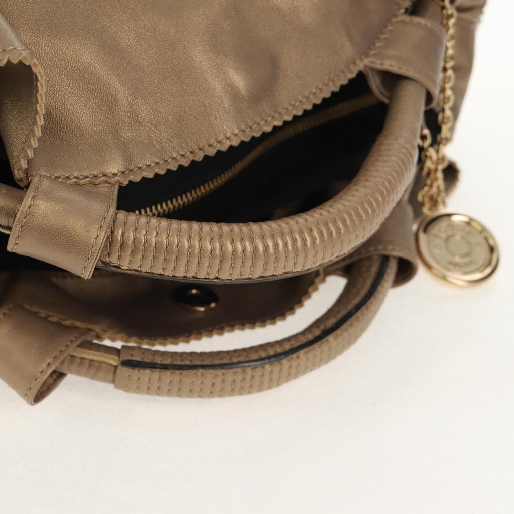 Loewe Anagram Logo Nappa Aire Hand Bag Leather Gold Leather Handbag (Pre-Owned)