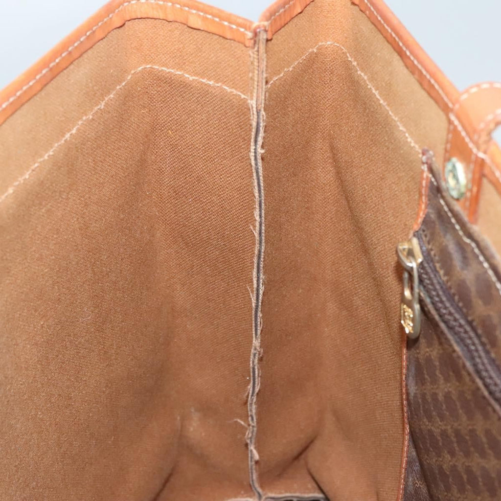 Celine Vintage Macadam Tote Bag Canvas Brown Canvas Tote Bag Bag (Pre-Owned)
