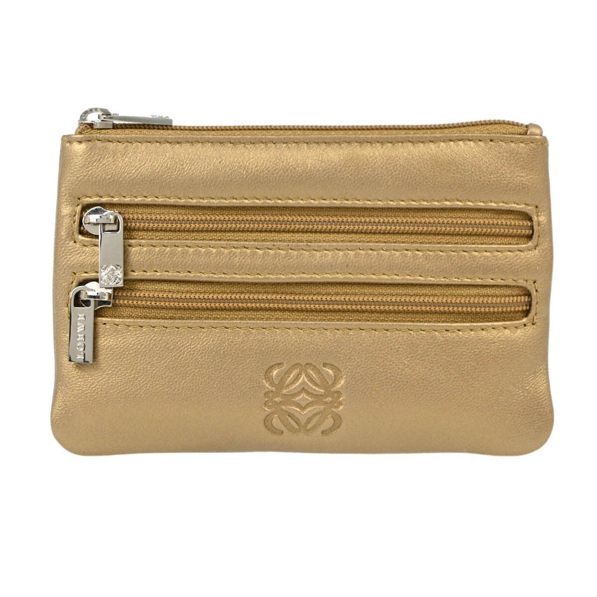 Loewe Anagram Clutch Bag Leather Gold Leather Clutche & Pouche Bag (Pre-Owned)