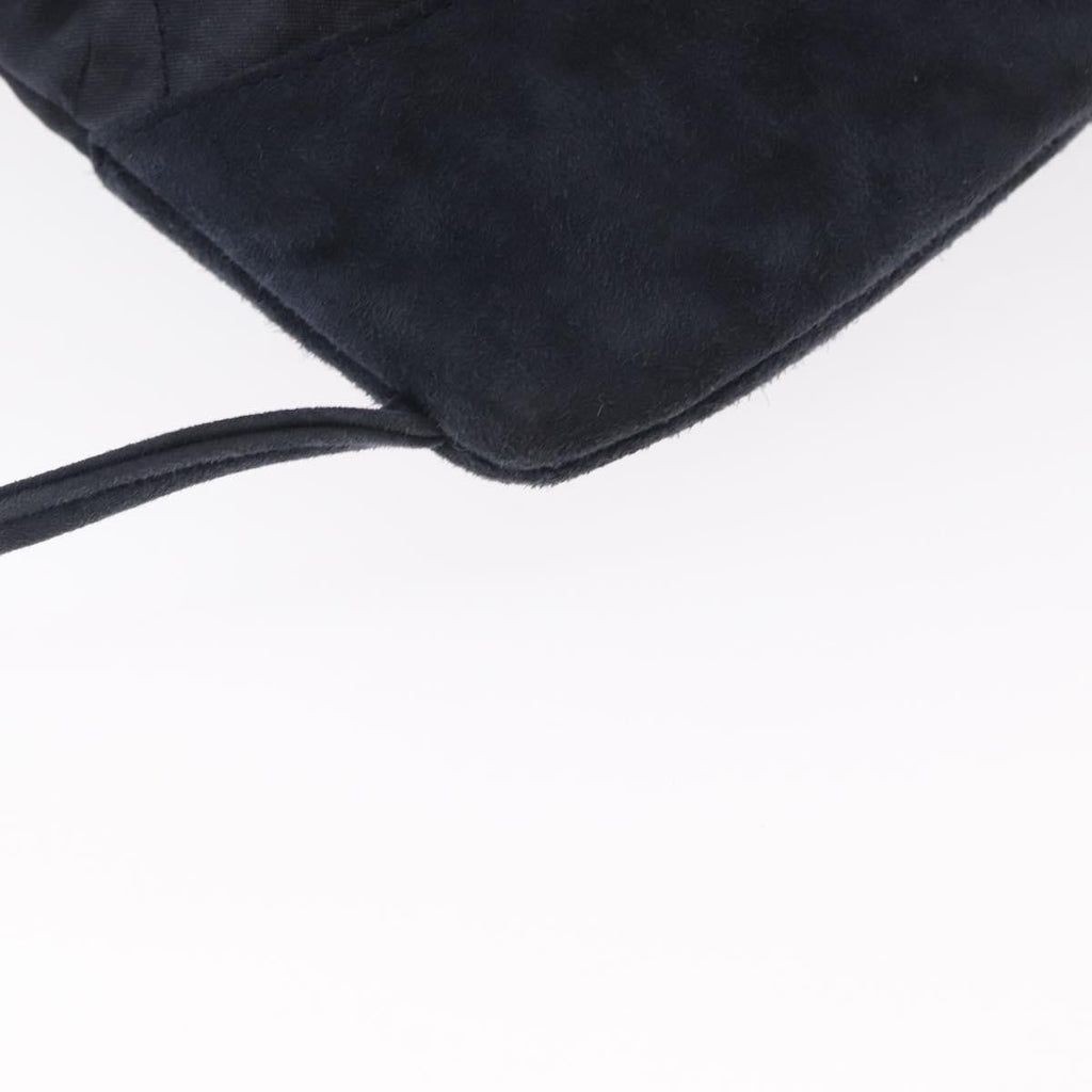 Chanel Vintage Drawstring Backpack Quilted Satin With Suede Navy Satin Backpack Bag (Pre-Owned)