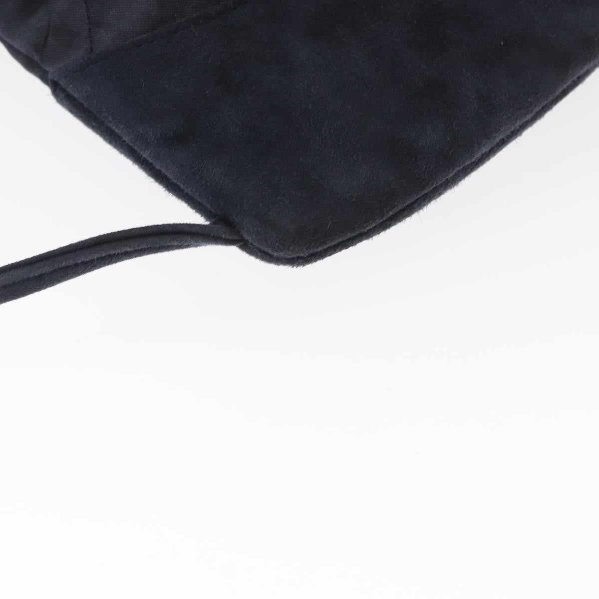 Chanel Vintage Drawstring Backpack Quilted Satin With Suede Navy Satin Backpack Bag (Pre-Owned)