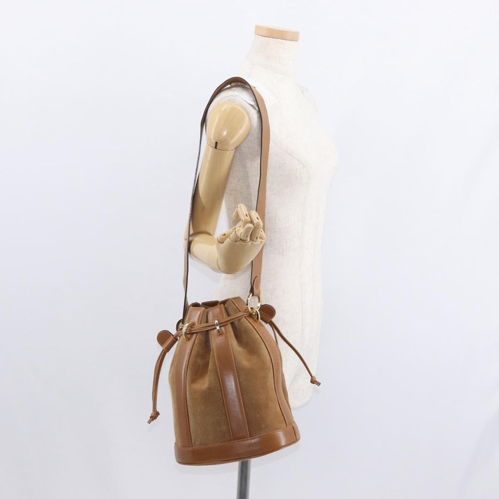 Salvatore Ferragamo Vintage Shoulder Bag Leather Beige Suede Shoulder Bag Bag (Pre-Owned)